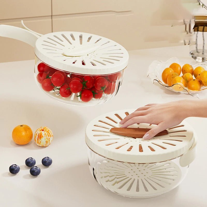 Fruit Drain Basket with Lid – Foldable Vegetable Washing Bowl & Colander for Effortless Kitchen Cleaning and Storage