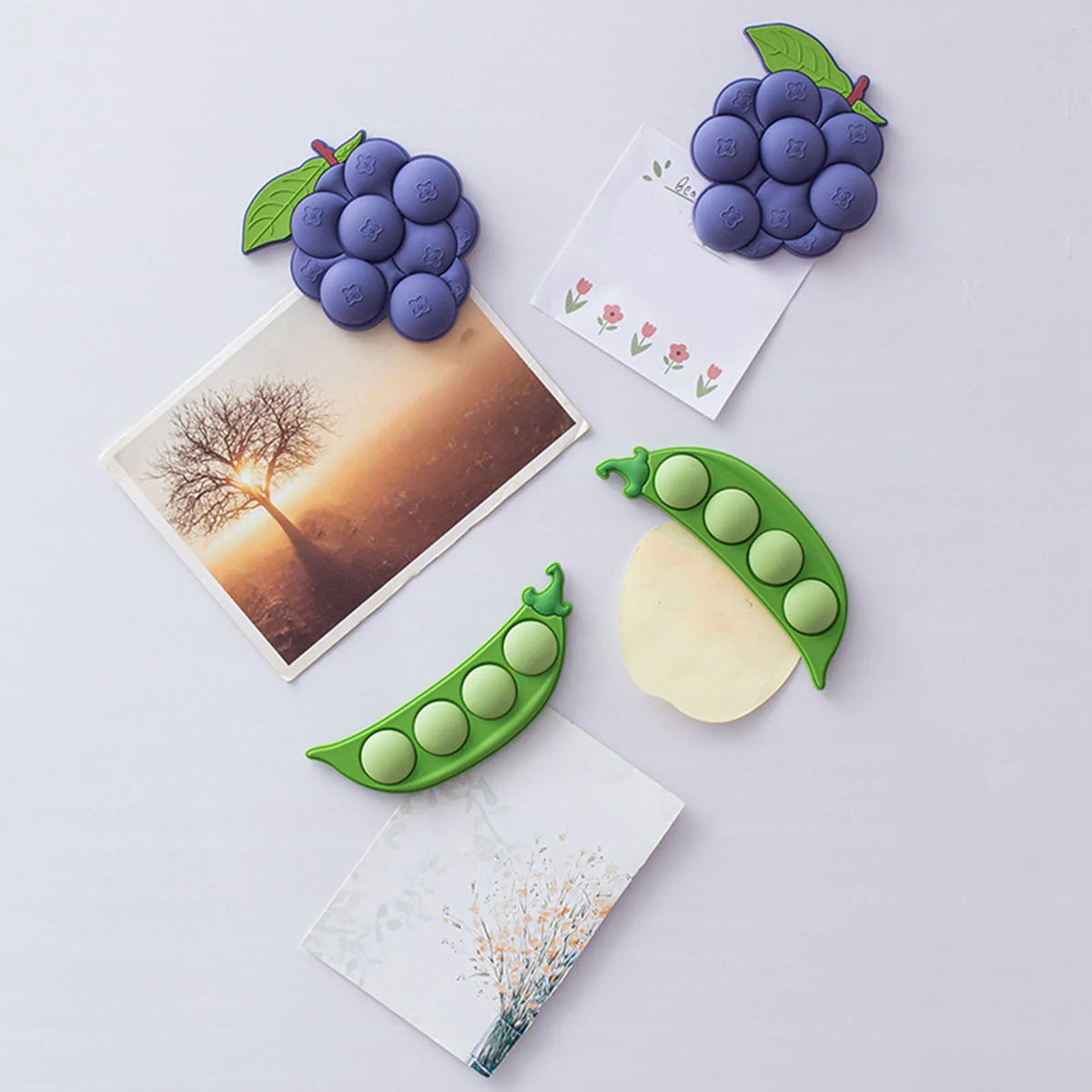 Fruit Fridge Magnets – 3D Grape & Pea Acrylic Suction Stickers for Creative Home Décor