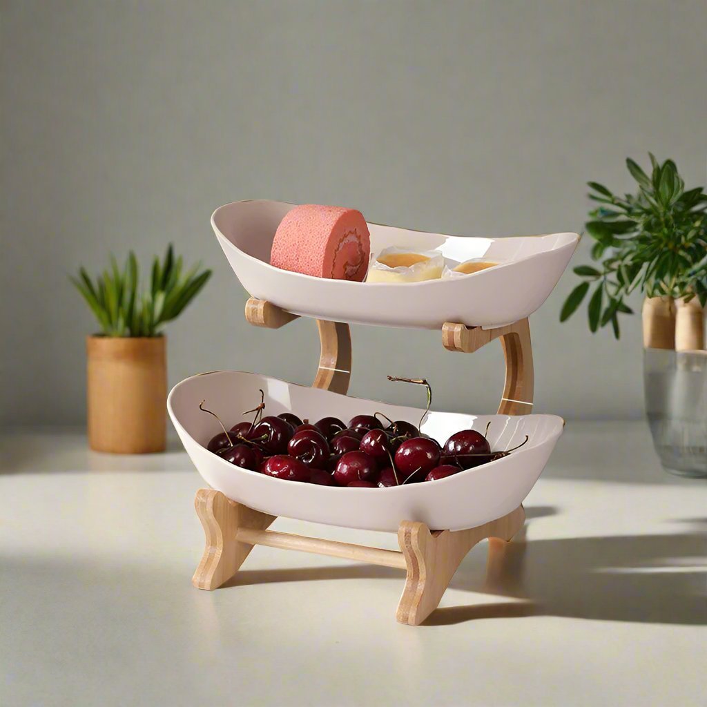 Fruit & Snack Layer Serving Tray – Stylish Wood Holder for Candy, Treats, and Party Displays – Perfect Kitchen Organizer