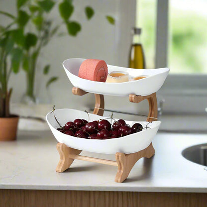 Fruit & Snack Layer Serving Tray – Stylish Wood Holder for Candy, Treats, and Party Displays – Perfect Kitchen Organizer