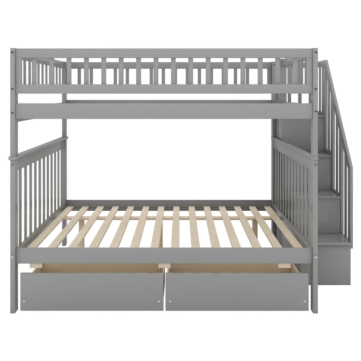 Full-over-Full Bunk Bed with Two Drawers and Storage