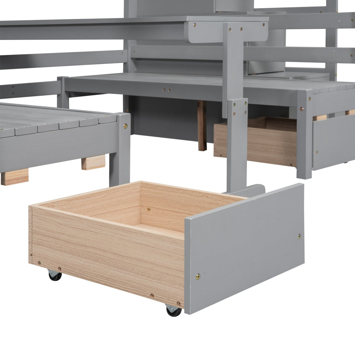 Full over Full Size Bunk with Staircase, the Down Bed can be Convertible to Seats and Table Set