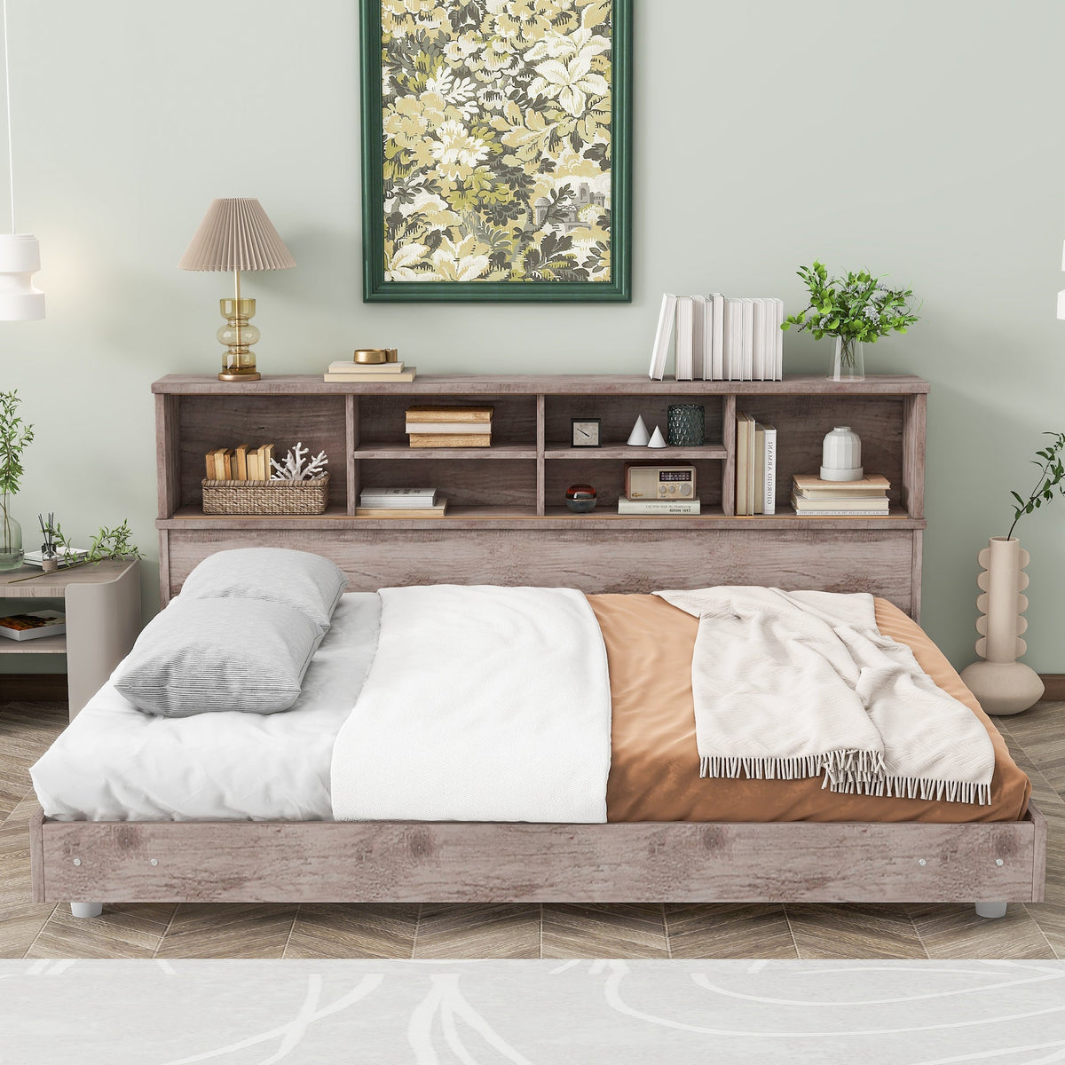 Full Size Daybed Frame with Bookcase Storage