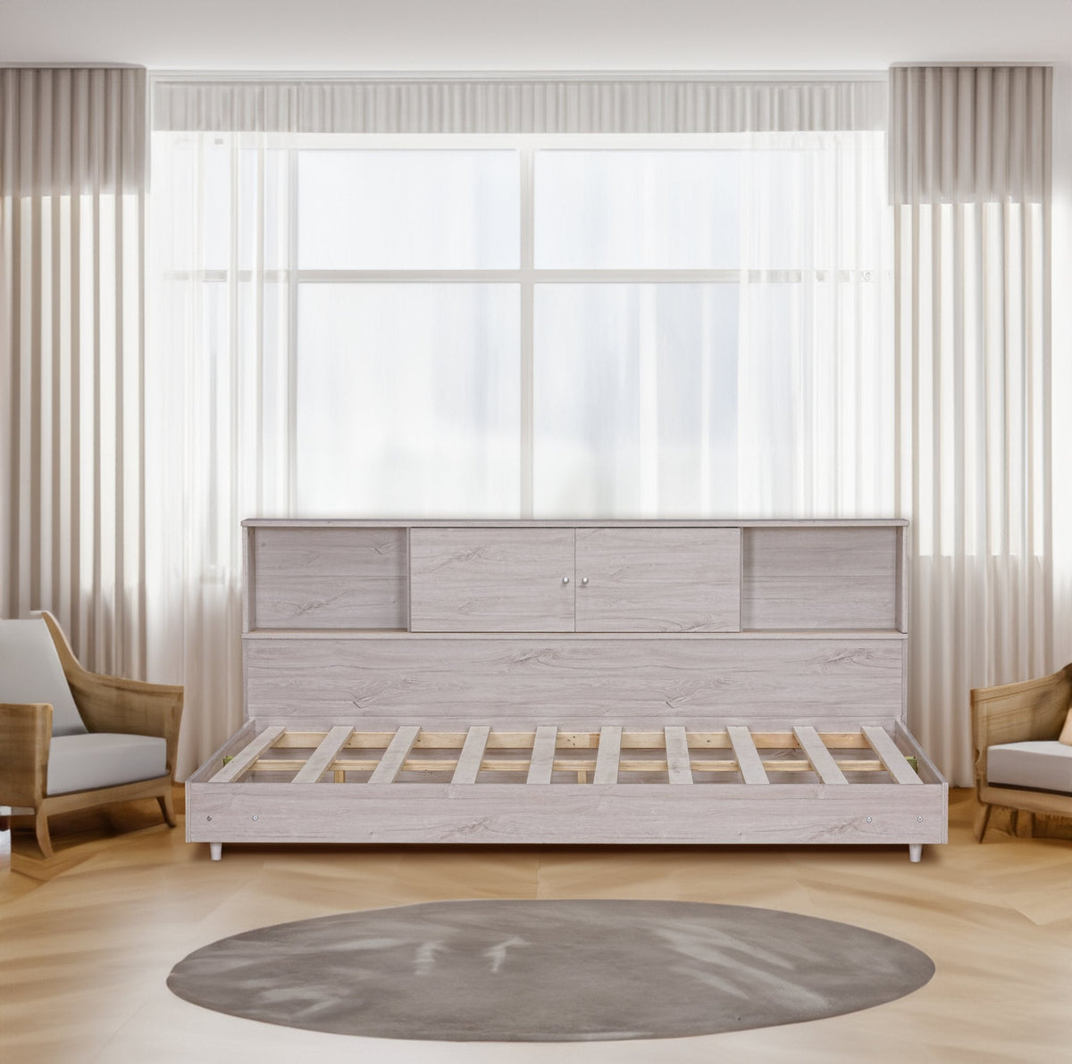 Full Size Daybed Frame with Bookcase Storage