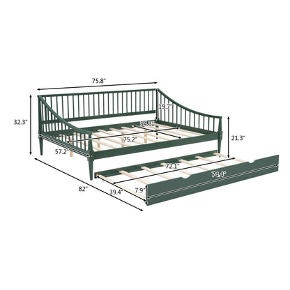 Full Size Daybed with Support Legs and Trundle