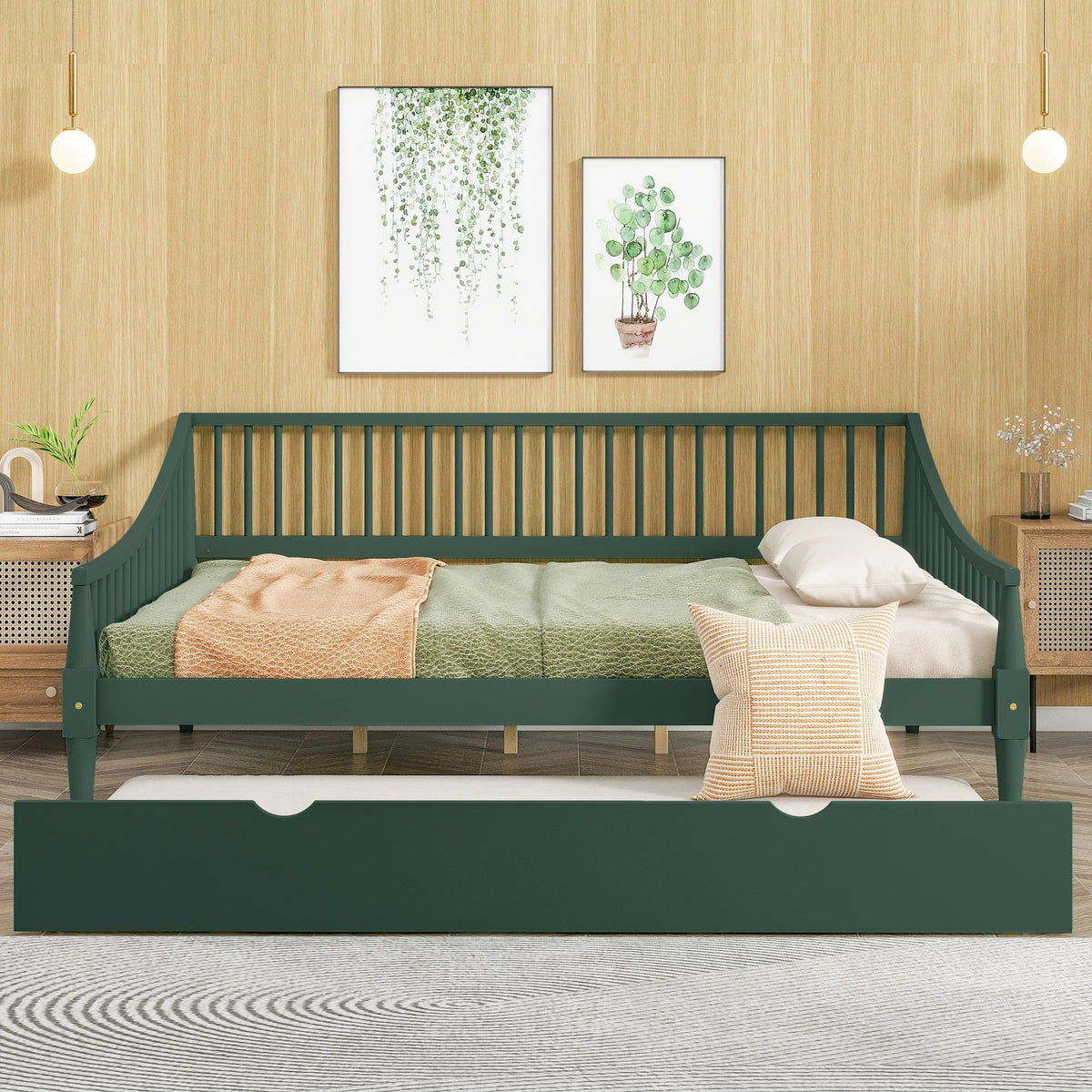 Full Size Daybed with Support Legs and Trundle