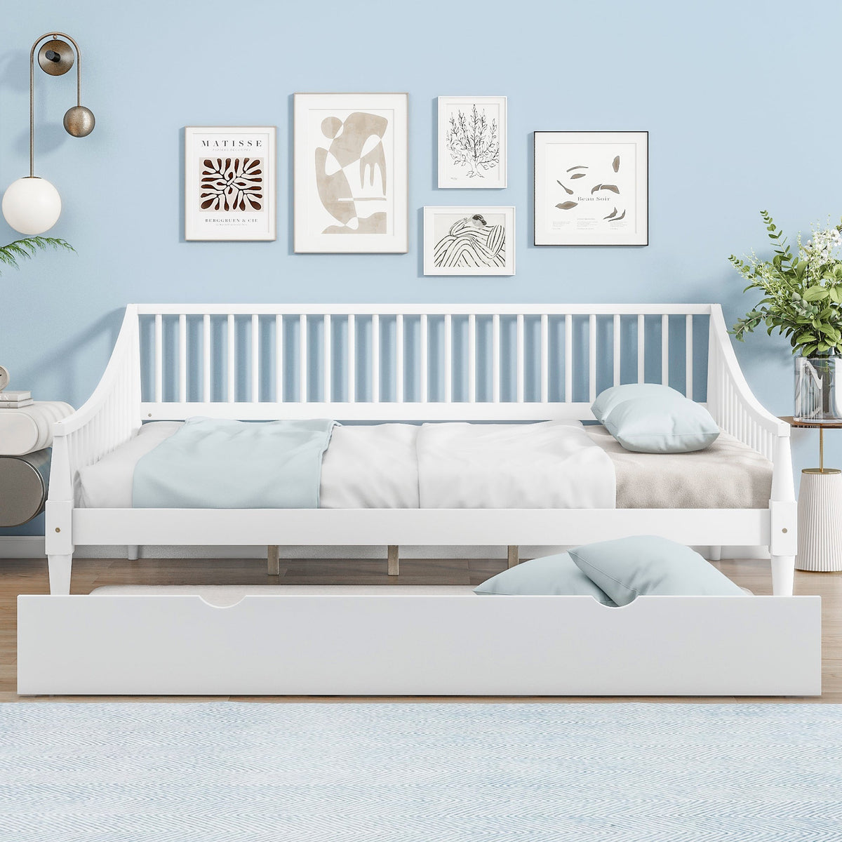 Full Size Daybed with Support Legs and Trundle