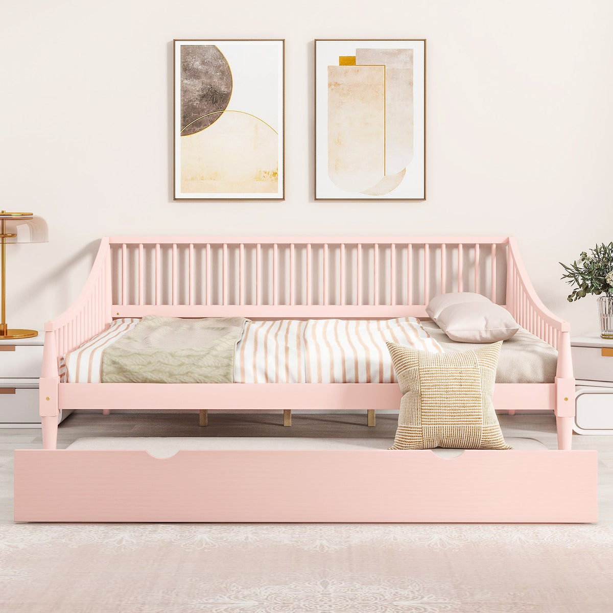 Full Size Daybed with Support Legs and Trundle