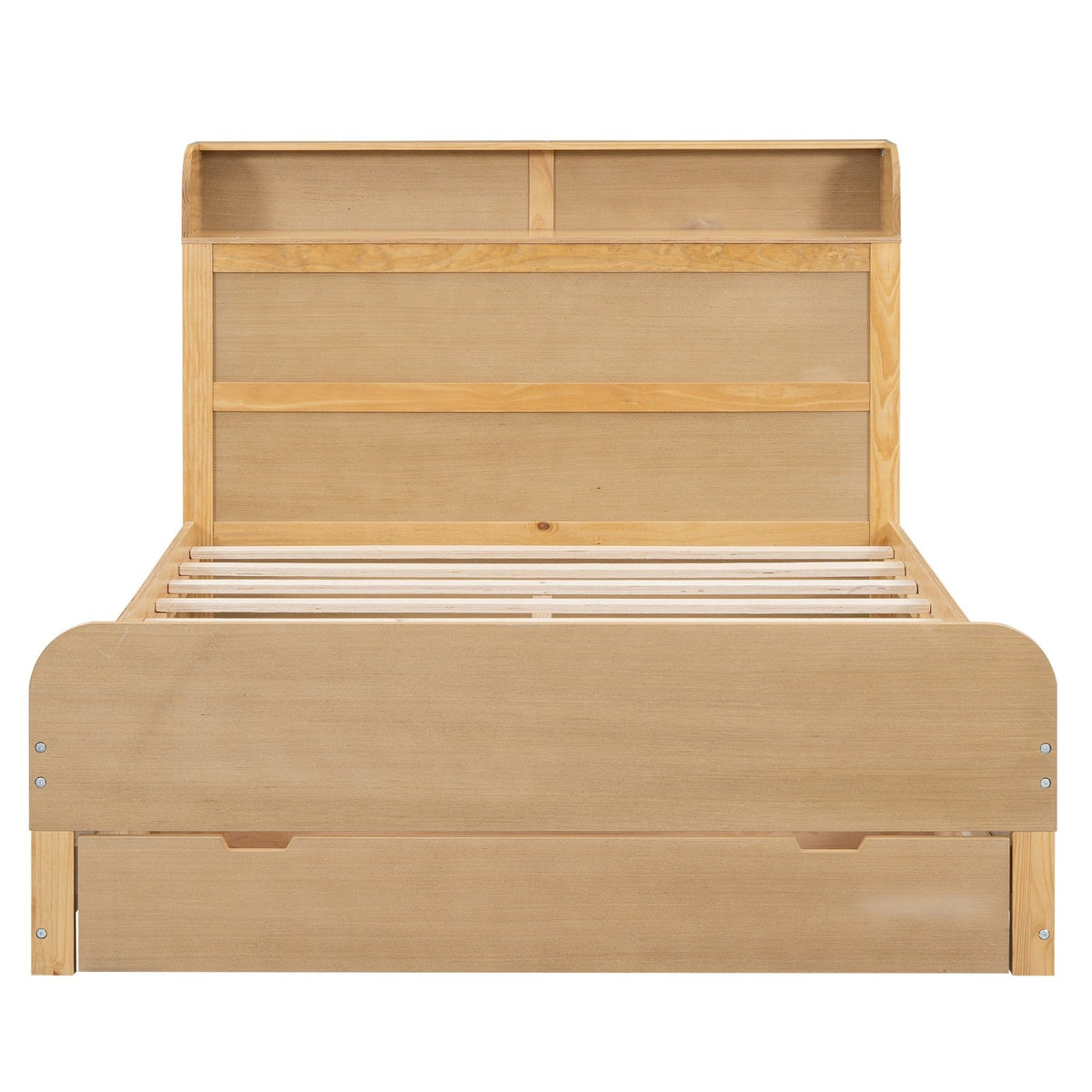 Full Size Platform Bed with Storage Headboard and Big Drawer