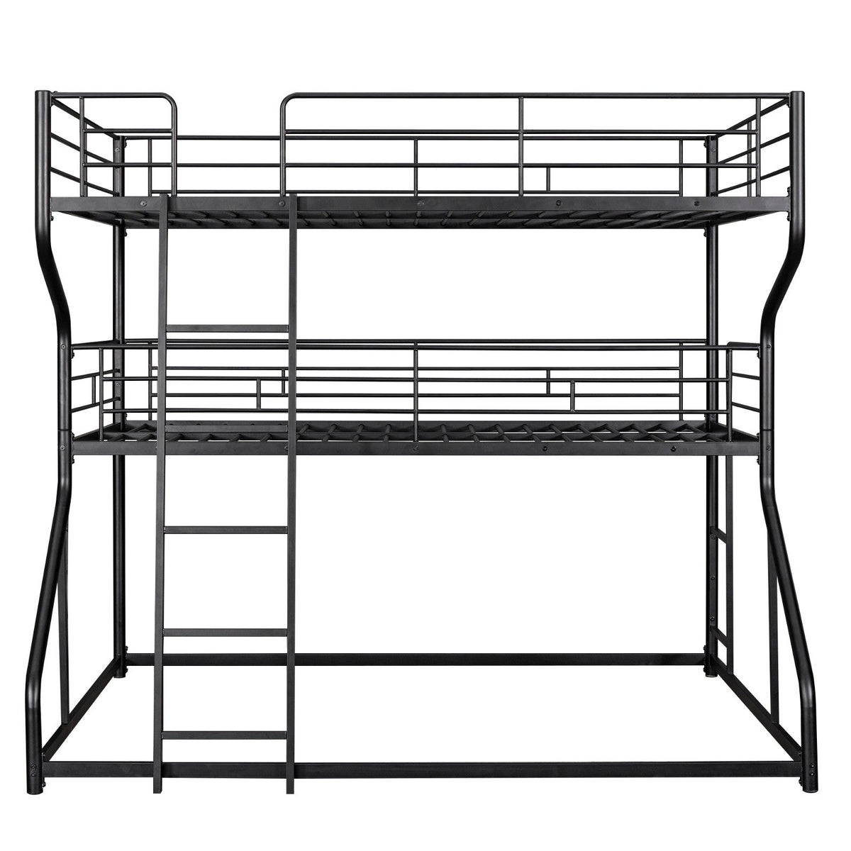 Full XL over Twin XL over Queen Size Triple Bunk Bed with Long and Short Ladder