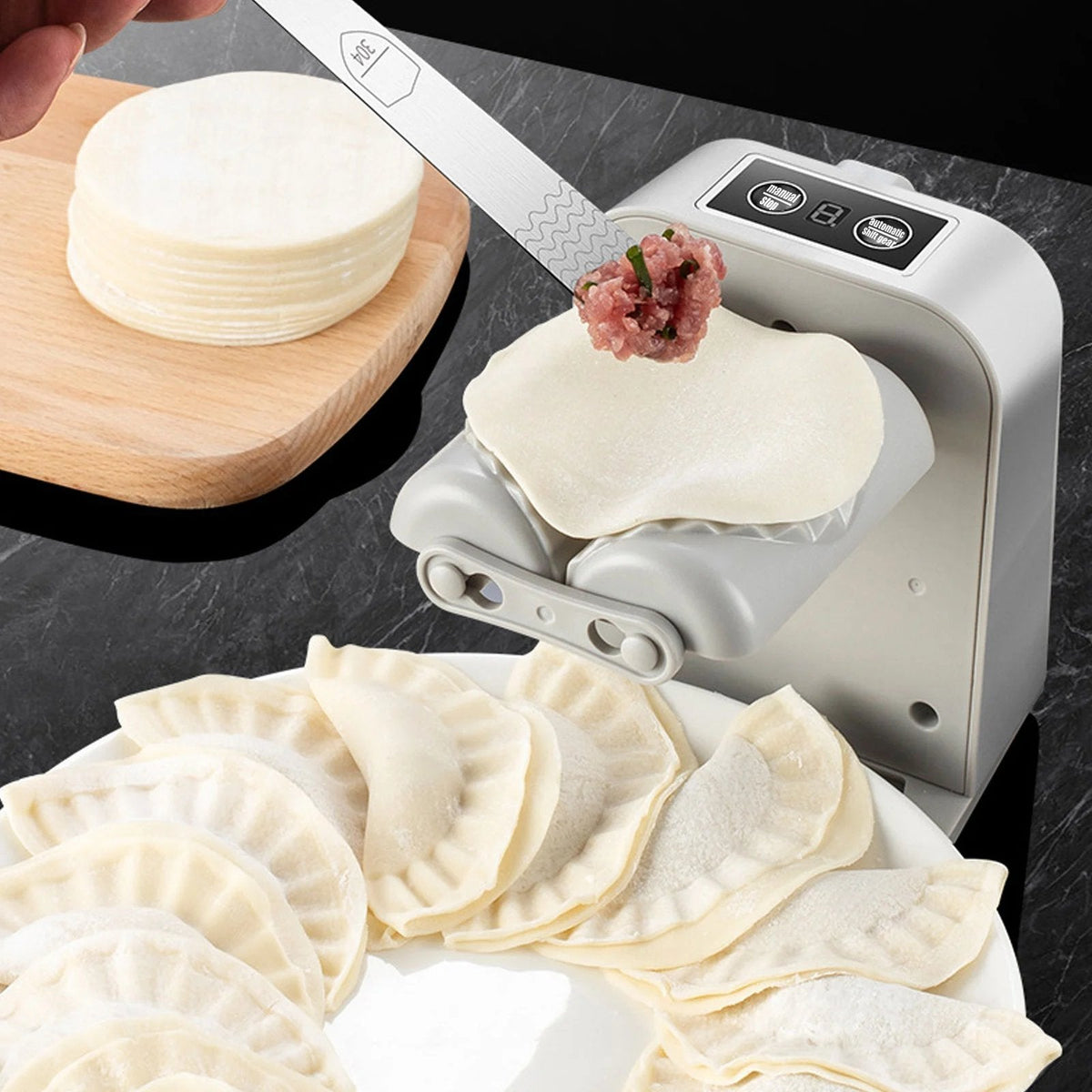 Electric Dumpling Maker – Automatic Press with 2 Auto Speeds and Manual Mode