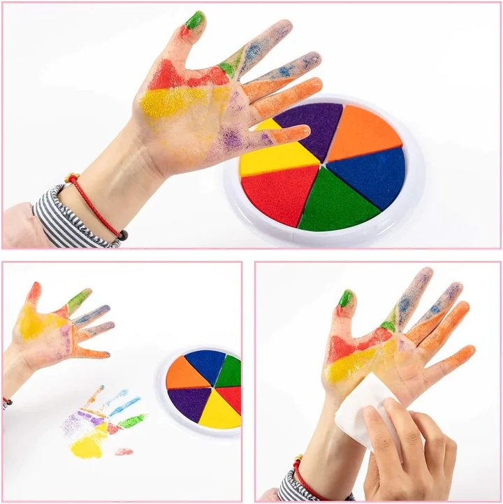Funny Finger Painting Kit - 6/12 Colors Kids Washable Paint Set, Non Toxic and Safe Ink Pads