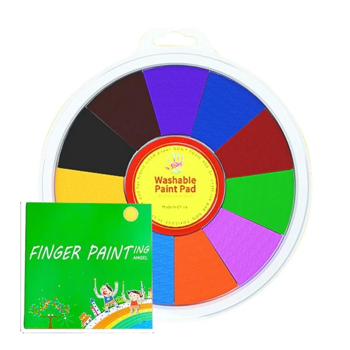 Funny Finger Painting Kit - 6/12 Colors Kids Washable Paint Set, Non Toxic and Safe Ink Pads