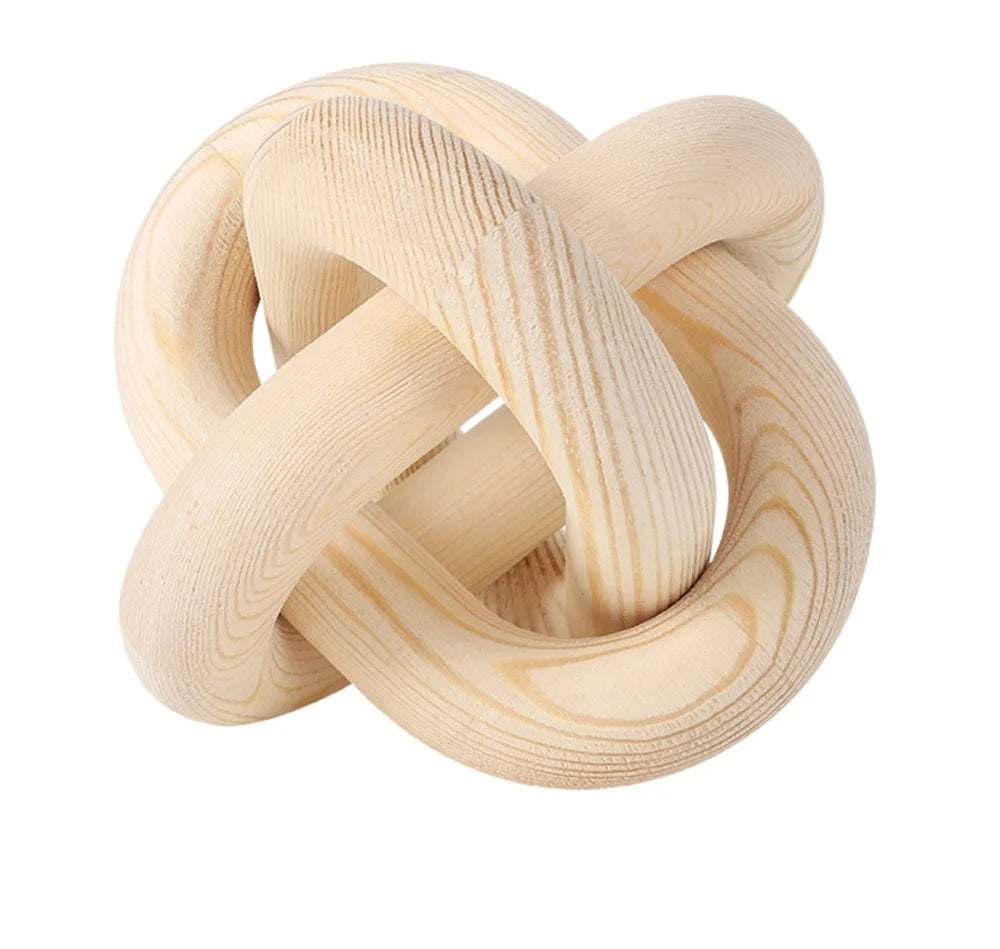 Wood Chain Farmhouse Décor – Natural Boho Knot Sculpture for Coffee Tables, Desks & Mantels – Stylish Rustic Home Ornament Accent