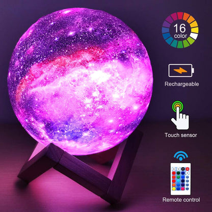 Galaxy Moon Lamp Night Light with 16 LED Colors, Touch, Remote Control