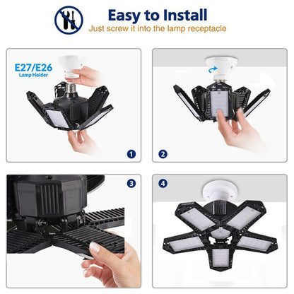 Garage Light with 5 Foldable Panels