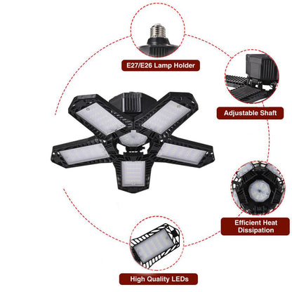 Garage Light with 5 Foldable Panels