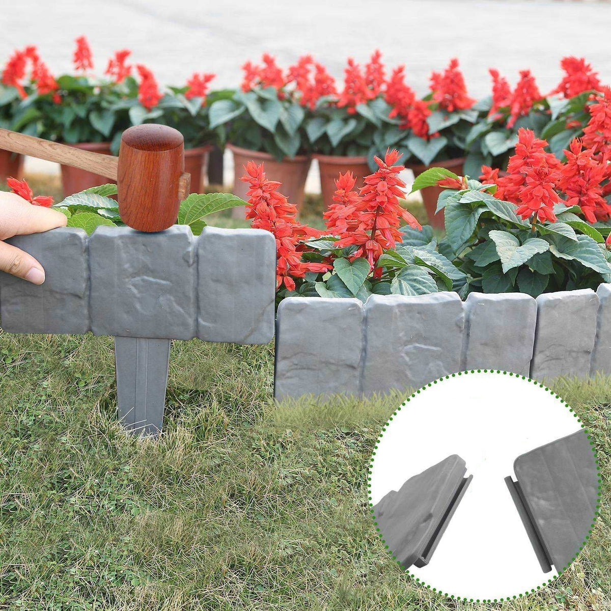 Garden Landscape Edging Border No Dig - 20pcs DIY Garden Fence