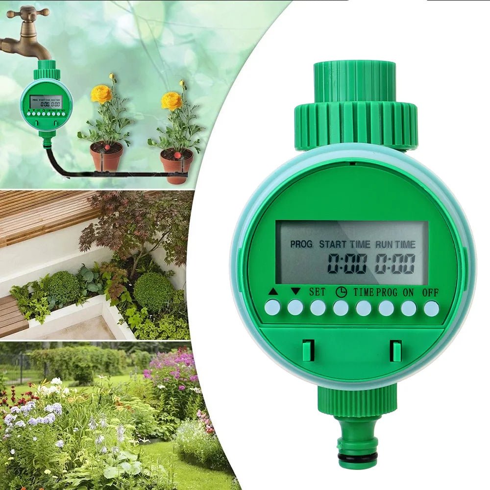 Garden Water Timer - Electric Irrigation Timer LCD Display Electronic Valve Controller