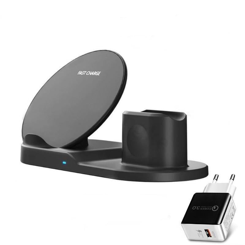 Fast Wireless Charger Dock Stand - 3 in 1  Multi-Function Charging Station