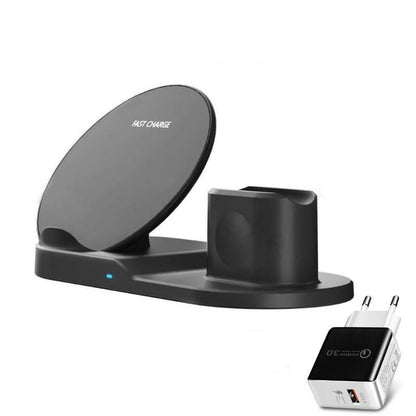 Fast Wireless Charger Dock Stand - 3 in 1  Multi-Function Charging Station