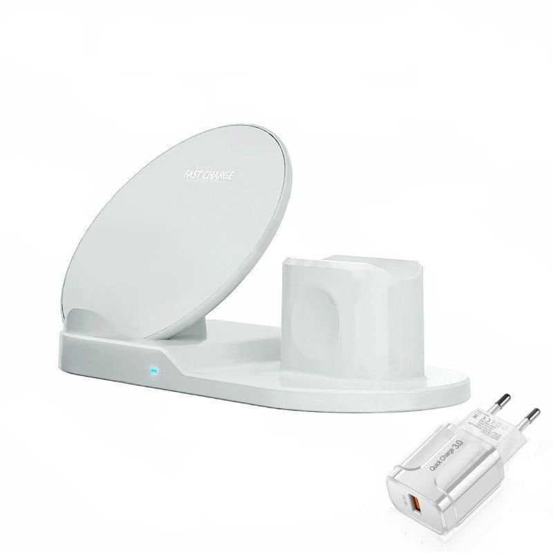 Fast Wireless Charger Dock Stand - 3 in 1  Multi-Function Charging Station