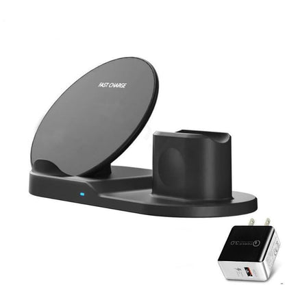 Fast Wireless Charger Dock Stand - 3 in 1  Multi-Function Charging Station