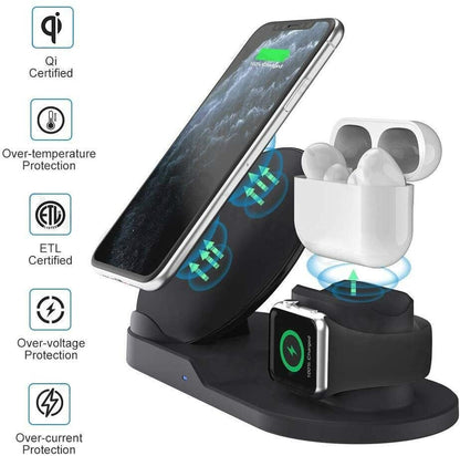 Fast Wireless Charger Dock Stand - 3 in 1  Multi-Function Charging Station