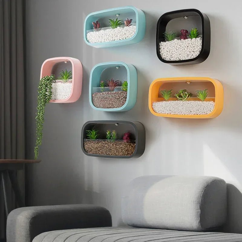 Geometric Transparent Wall Planters – Chic Hanging Planter for Succulents & Flowers, Perfect for Modern Home, Living Room, or Restaurant Décor
