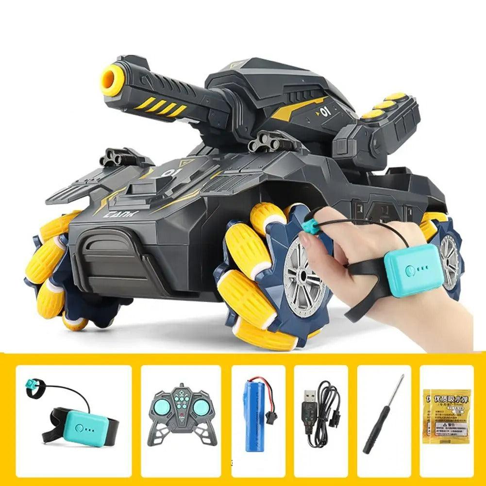 Gesture-Controlled RC Tank That Shoots - Children's Remote-Control Car with Water Bomb Launcher and Gesture Sensing
