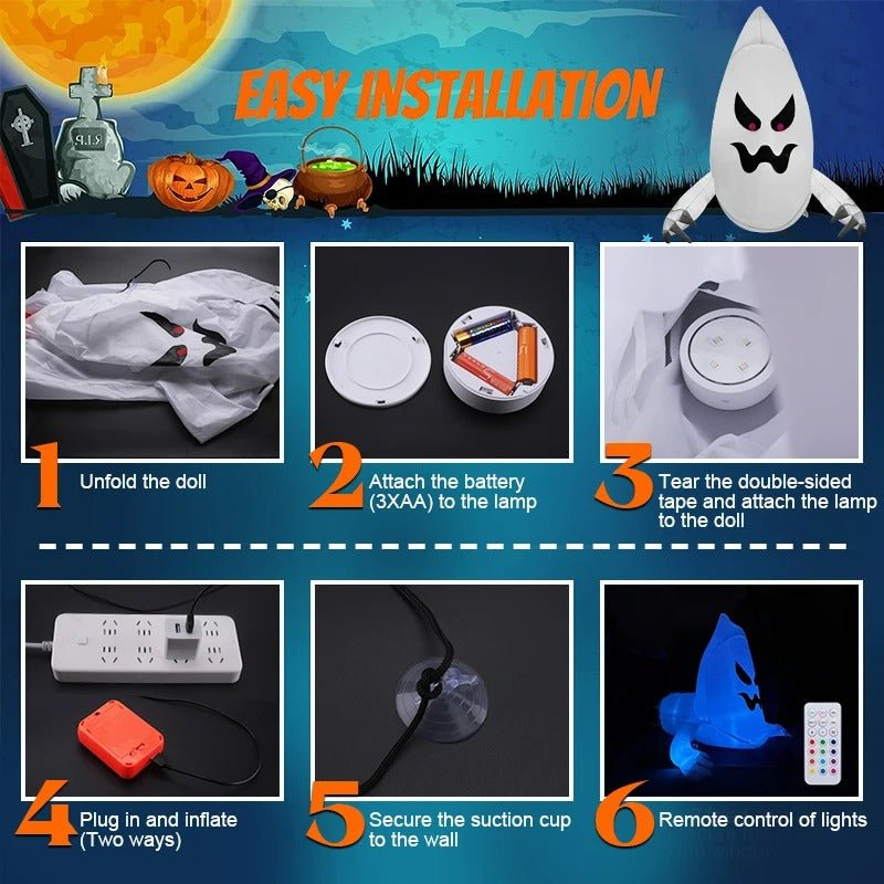 Giant Halloween Inflatable Ghost Window Decoration - Spooky Outdoor Yard Decor
