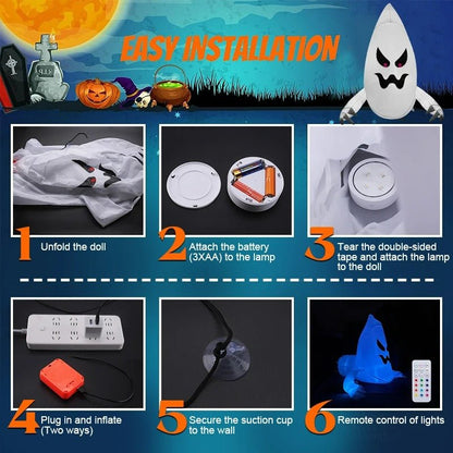 Giant Halloween Inflatable Ghost Window Decoration - Spooky Outdoor Yard Decor