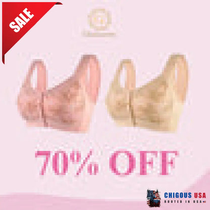 Glamorette – Cotton Front Closure Bra 70% Off Set 2 (Beige + Pink) / 2Xl