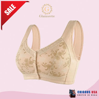 Glamorette – Cotton Front Closure Bra Beige / 2Xl