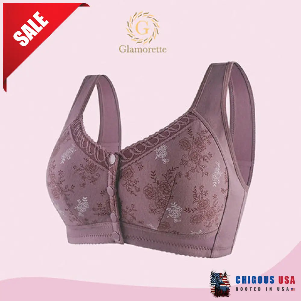 Glamorette – Cotton Front Closure Bra Purple / 2Xl