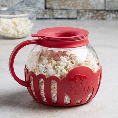 Glass Microwave Popcorn Maker - 3-in-1 Lid Ecolution Patented Micro-Pop Glass Microwave Popcorn Popper