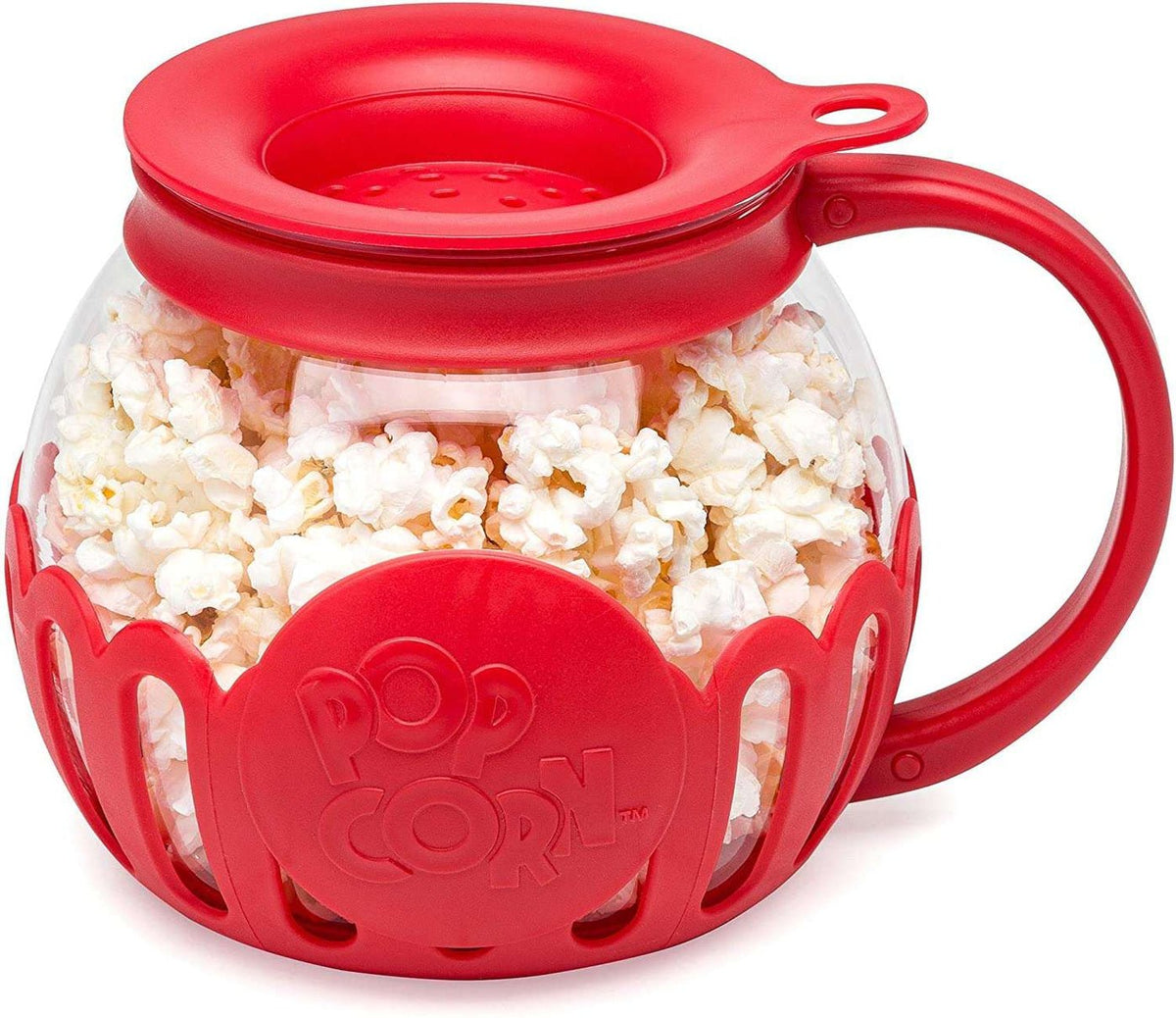Glass Microwave Popcorn Maker - 3-in-1 Lid Ecolution Patented Micro-Pop Glass Microwave Popcorn Popper