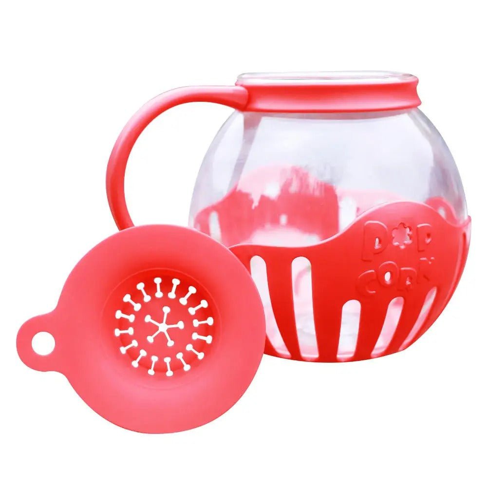 Glass Microwave Popcorn Maker - 3-in-1 Lid Ecolution Patented Micro-Pop Glass Microwave Popcorn Popper