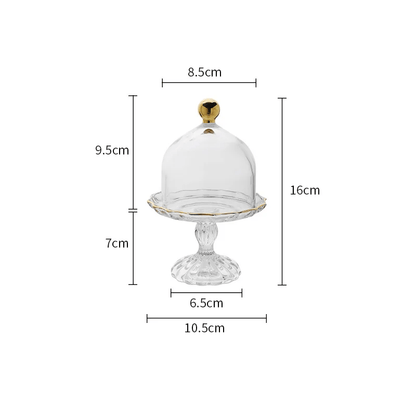 Glass Pastry Dome Stand – Nordic-Inspired Tall Tray with Dustproof Cover for Stylish Dessert & Kitchen Décor