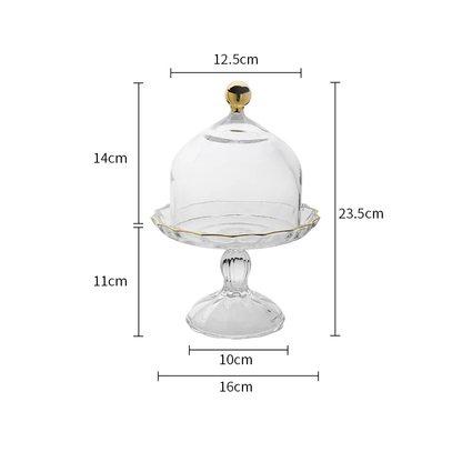 Glass Pastry Dome Stand – Nordic-Inspired Tall Tray with Dustproof Cover for Stylish Dessert & Kitchen Décor