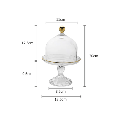 Glass Pastry Dome Stand – Nordic-Inspired Tall Tray with Dustproof Cover for Stylish Dessert & Kitchen Décor