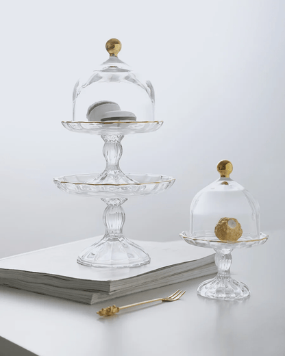 Glass Pastry Dome Stand – Nordic-Inspired Tall Tray with Dustproof Cover for Stylish Dessert & Kitchen Décor