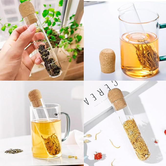 Glass Test Tube Tea Infuser – Elegant & Reusable Tea Strainer for Loose Leaf Tea