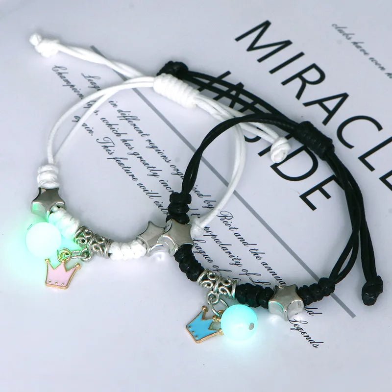 Glow-in-the-Dark Astronaut Star Bracelet – Adjustable Matching Rope for Couples & Friends, Symbolizing Infinite Love