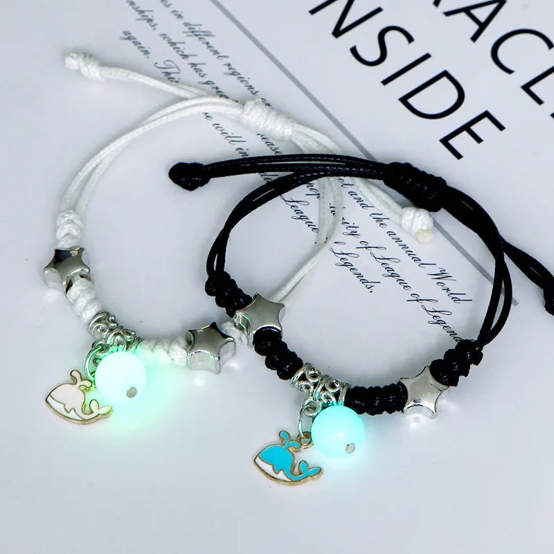 Glow-in-the-Dark Astronaut Star Bracelet – Adjustable Matching Rope for Couples & Friends, Symbolizing Infinite Love