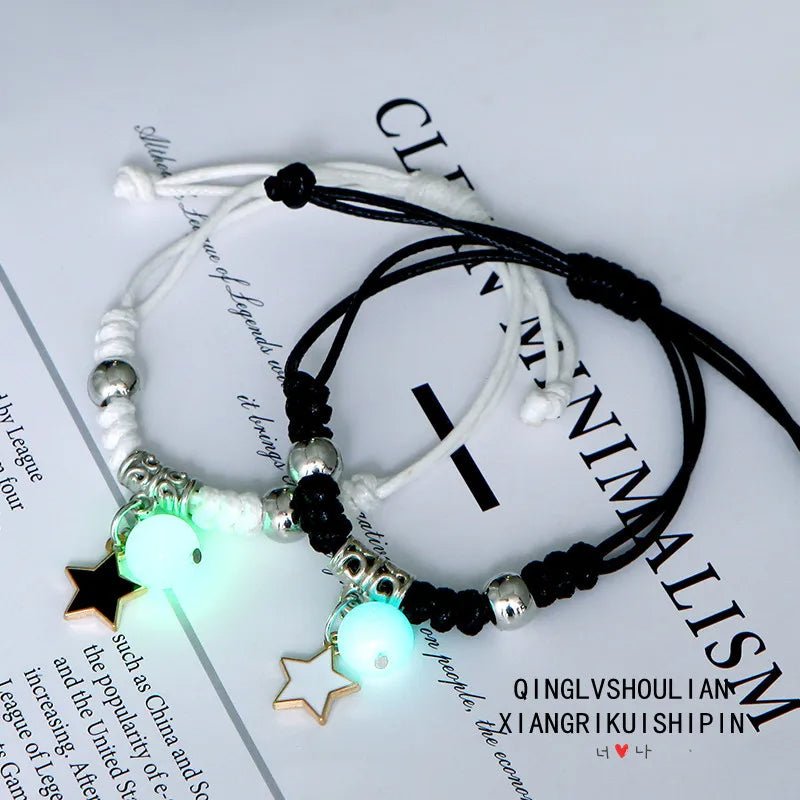 Glow-in-the-Dark Astronaut Star Bracelet – Adjustable Matching Rope for Couples & Friends, Symbolizing Infinite Love