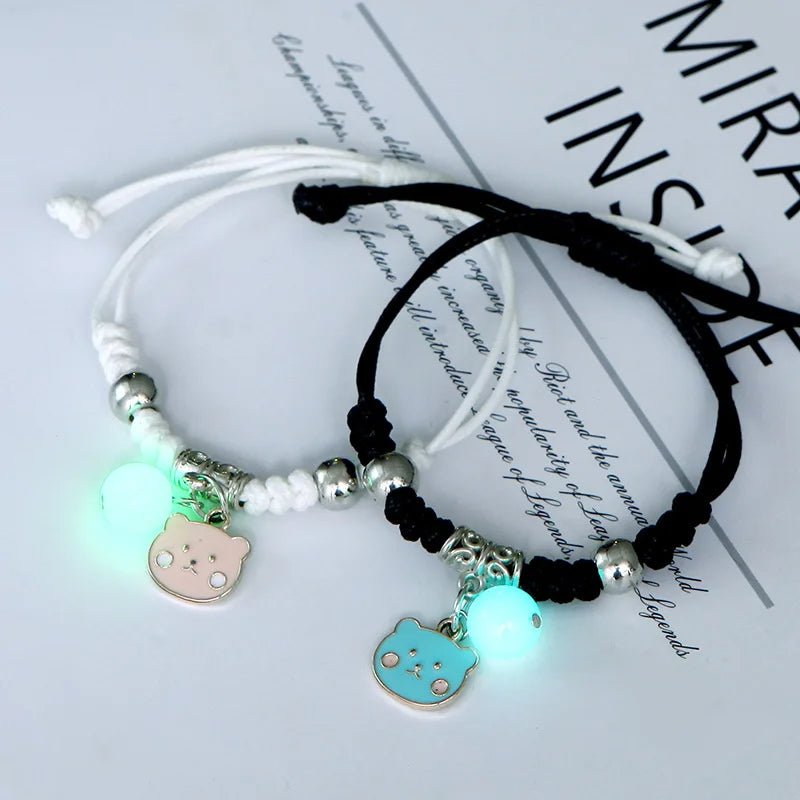 Glow-in-the-Dark Astronaut Star Bracelet – Adjustable Matching Rope for Couples & Friends, Symbolizing Infinite Love