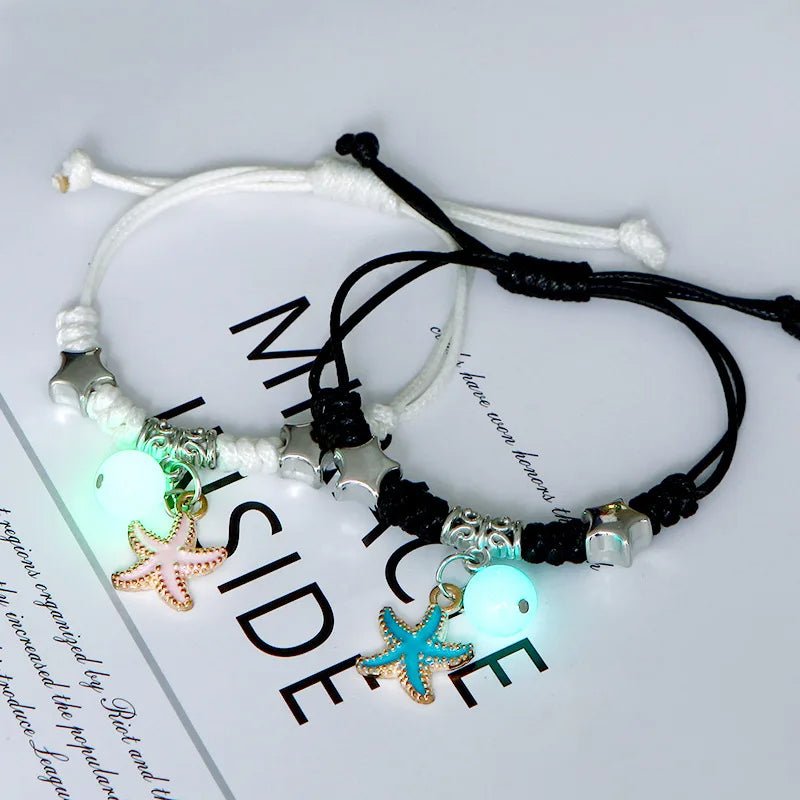 Glow-in-the-Dark Astronaut Star Bracelet – Adjustable Matching Rope for Couples & Friends, Symbolizing Infinite Love