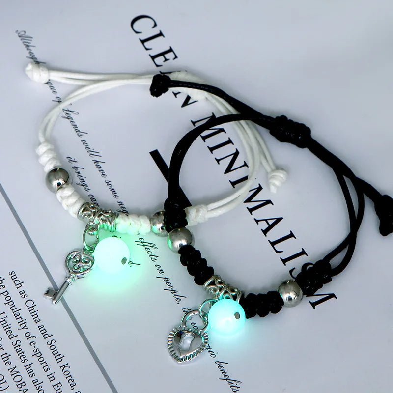 Glow-in-the-Dark Astronaut Star Bracelet – Adjustable Matching Rope for Couples & Friends, Symbolizing Infinite Love