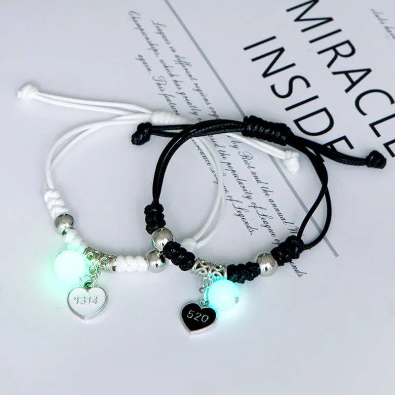 Glow-in-the-Dark Astronaut Star Bracelet – Adjustable Matching Rope for Couples & Friends, Symbolizing Infinite Love